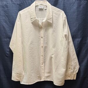 Chico's Light Cream Striped Button-Front Shirt